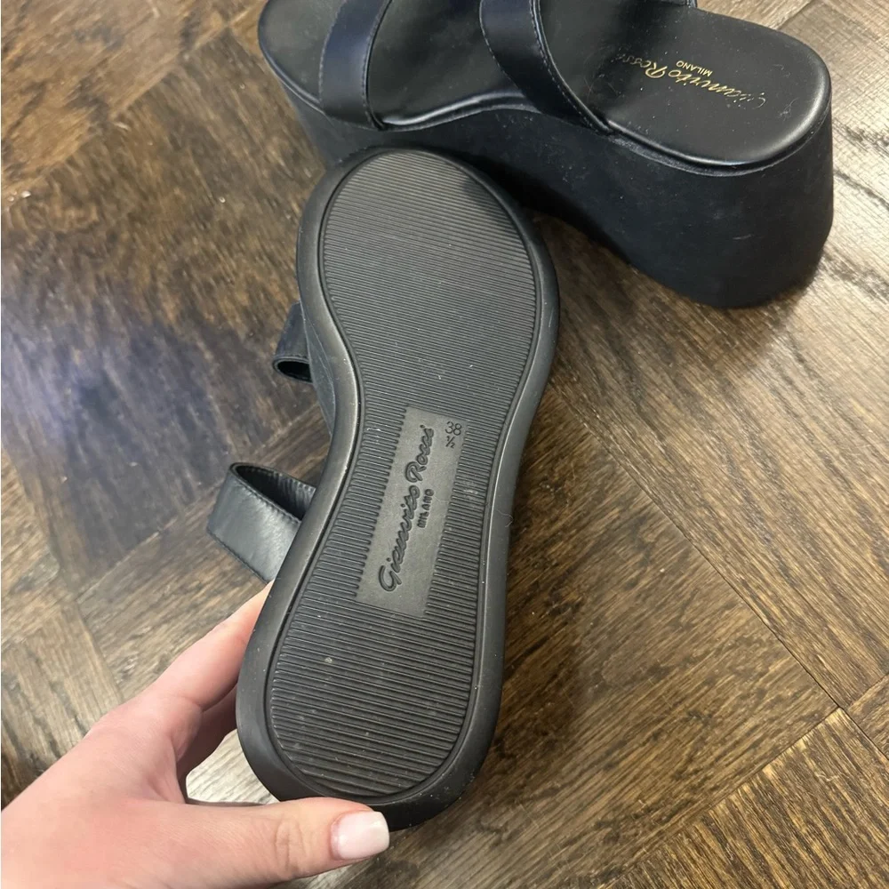 Gianvito Rossi Black Leather Wedges - Picture 4 of 4